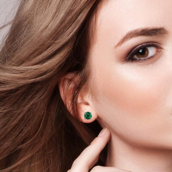 12 Pairs Silver 5mm Round Cubic Zirconia Stud Earrings for Women - Surgical Stee - Picture 6 of 6